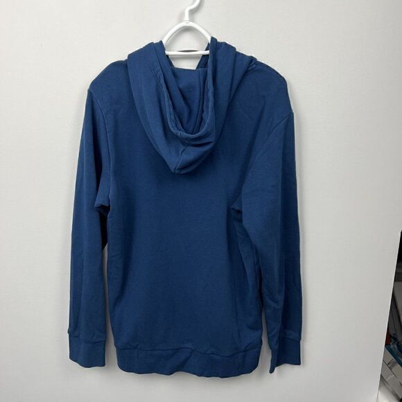 𝅺EUC Unisex Adidas Hoodie, Dark Blue, Size L, Has hidden pocket - Picture 4 of 6